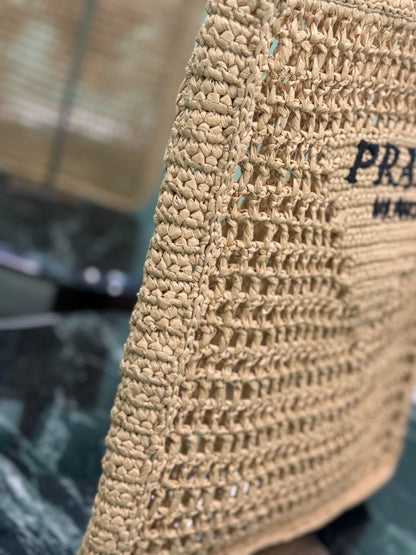 Prada Raffia Tote Bag