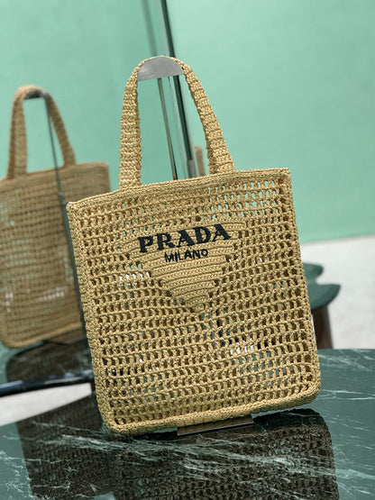 Prada Raffia Tote Bag