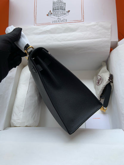 Hermes Kelly, 25cm, Noir, Epsom