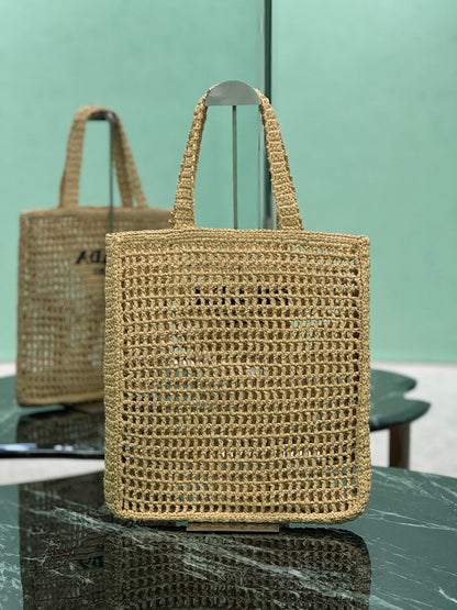 Prada Raffia Tote Bag